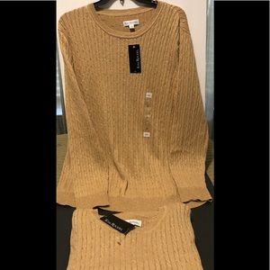Kim Rogers Tan/gold cable crew sweater size 1X